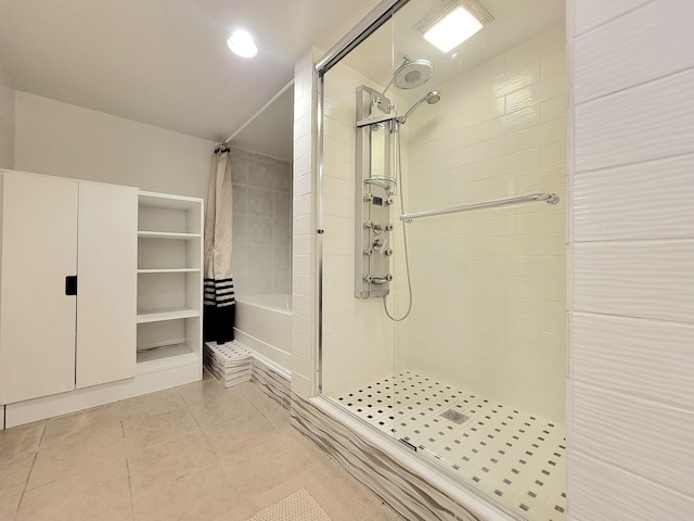 1025 Cricket Ln, Long Pond, PA 18334 - bathroom featuring tiled shower, tile patterned flooring, and recessed lighting