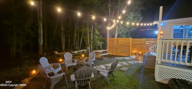 patio at twilight with fence