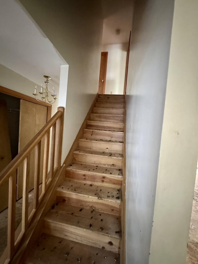 2149 Valley View Dr, Bushkill, PA 18324 - stairs with a chandelier
