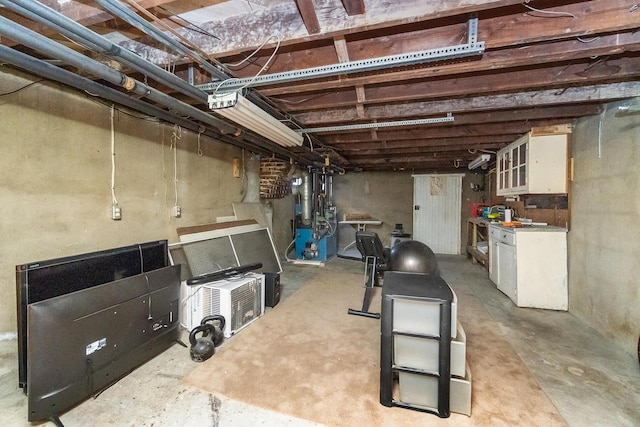 view of unfinished basement