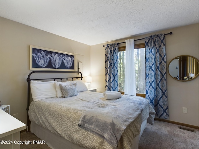 5310 Conoquenissing Dr, Pocono Lake, PA 18347 - carpeted bedroom featuring visible vents, a textured ceiling, and baseboards