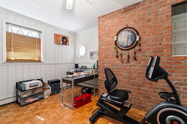 109 Little Doe Ln, East Stroudsburg, PA 18301 - office area with a baseboard radiator and ceiling fan