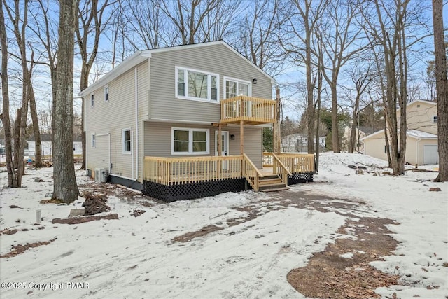 view of front of house with a balcony and a deck