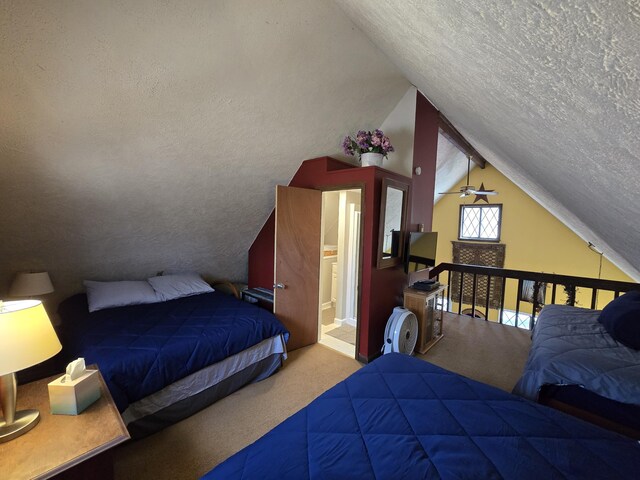 176 Fawn Rd, Pocono Lake, PA 18347 - carpeted bedroom featuring vaulted ceiling and a textured ceiling
