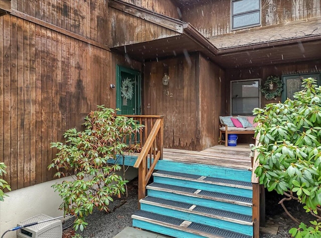 232 Image Dr, Scotrun, PA 18355 - view of exterior entry featuring a wooden deck