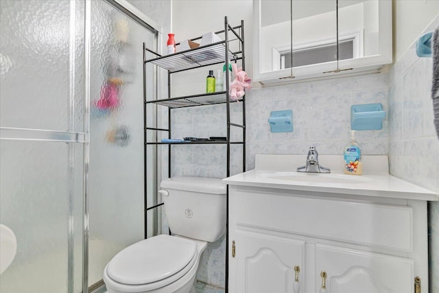 232 Image Dr, Scotrun, PA 18355 - bathroom with vanity, a shower stall, and toilet