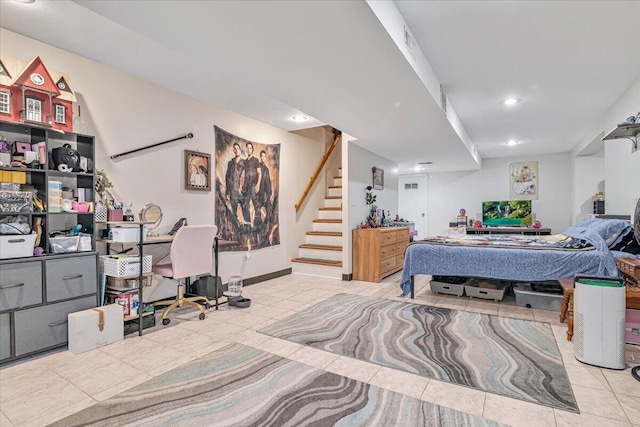 232 Image Dr, Scotrun, PA 18355 - bedroom with tile patterned floors, baseboards, and recessed lighting