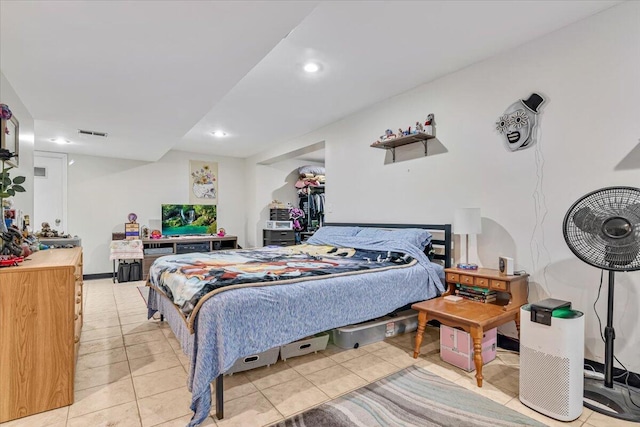 232 Image Dr, Scotrun, PA 18355 - bedroom with light tile patterned flooring, visible vents, and recessed lighting