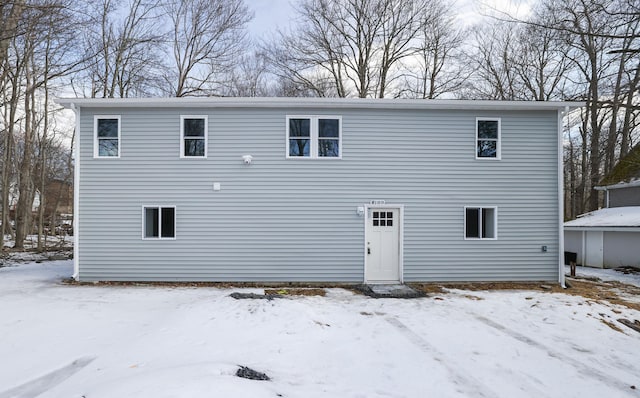 view of snow covered property