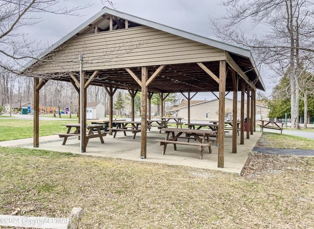 view of home's community with a gazebo and a yard
