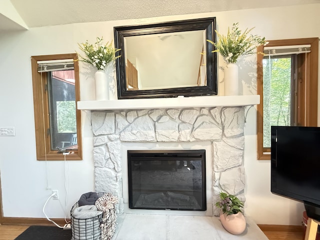 6414 Decker Rd, Bushkill, PA 18324 - detailed view of a fireplace and wood finished floors