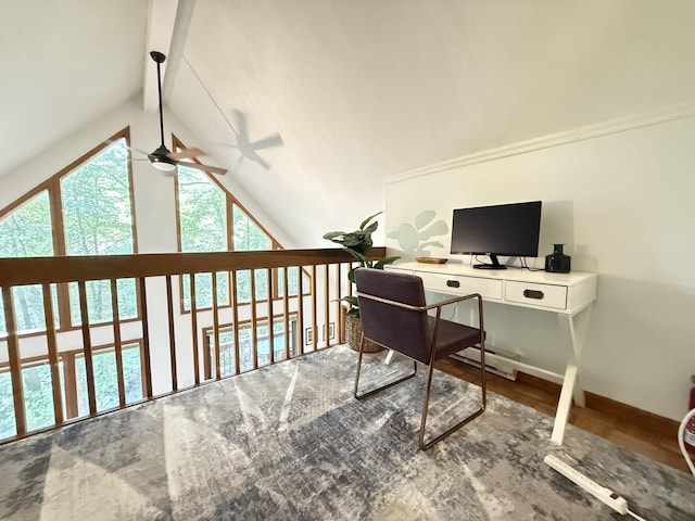 6414 Decker Rd, Bushkill, PA 18324 - home office with ceiling fan and wood finished floors