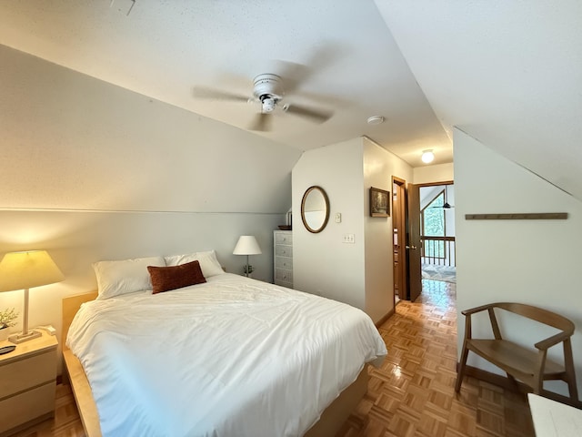 6414 Decker Rd, Bushkill, PA 18324 - bedroom with vaulted ceiling and a ceiling fan
