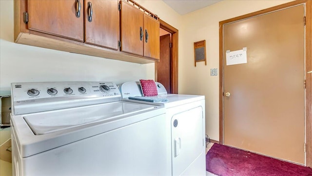 7924 Sleepy Hollow Dr, Tobyhanna, PA 18466 - laundry area featuring cabinet space, separate washer and dryer, and light colored carpet