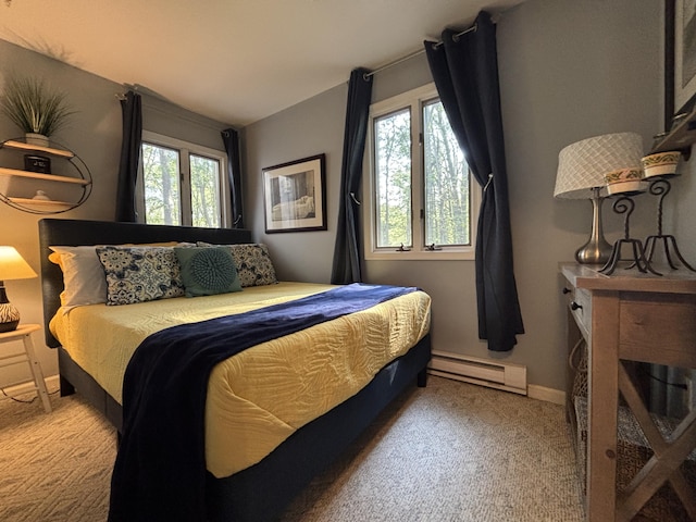 1161 Deer, Pocono Pines, PA 18350 - carpeted bedroom featuring a baseboard heating unit and baseboards