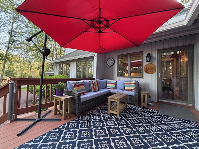 1161 Deer, Pocono Pines, PA 18350 - wooden terrace featuring an outdoor living space