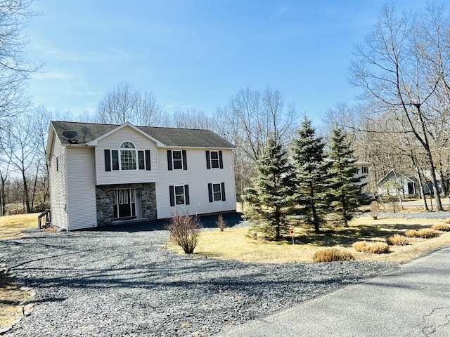 146 Hunter Ln, Albrightsville, PA 18210 - view of front of house featuring gravel driveway and stone siding