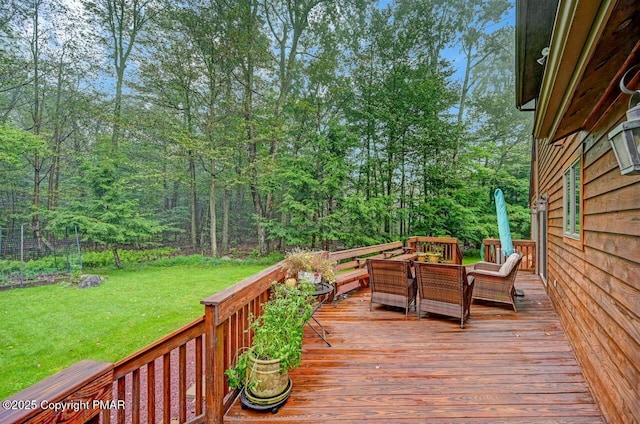 deck with a lawn