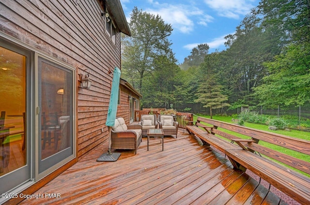 deck with an outdoor living space