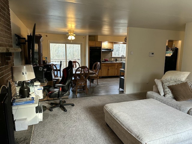 1010 Knollwood Dr, Tobyhanna, PA 18466 - carpeted office space with a ceiling fan and a sink