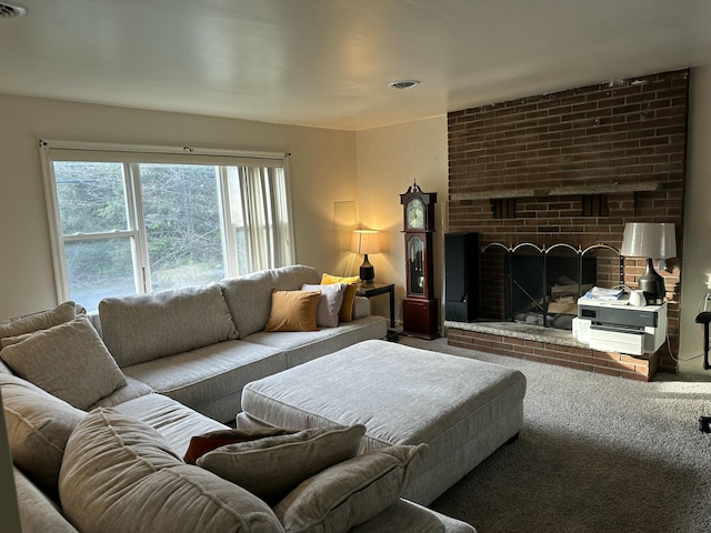 1010 Knollwood Dr, Tobyhanna, PA 18466 - carpeted living room with a fireplace