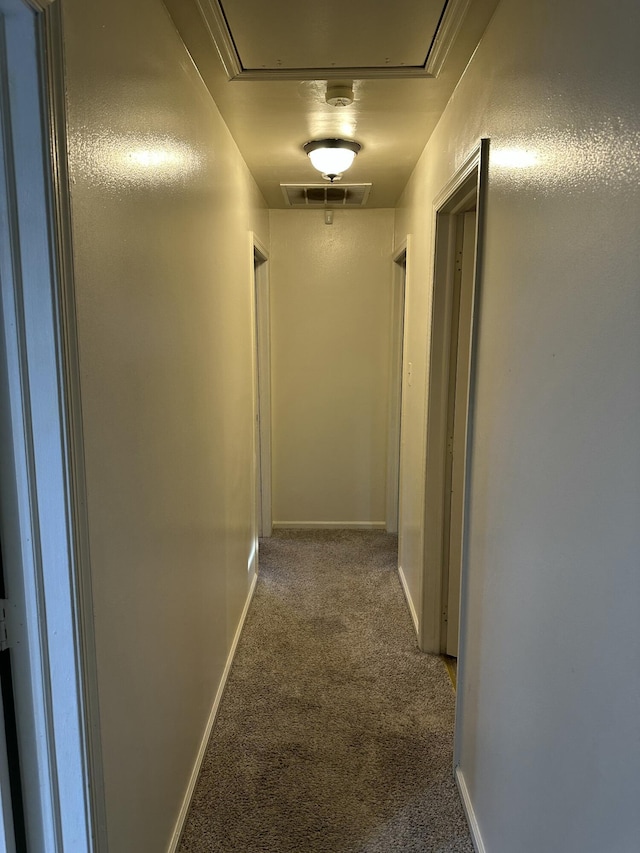 1010 Knollwood Dr, Tobyhanna, PA 18466 - hallway featuring attic access, carpet, and baseboards