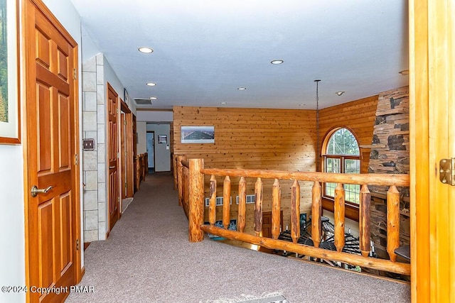 295 Hty Rd, Kunkletown, PA 18058 - corridor featuring carpet flooring, recessed lighting, and wooden walls
