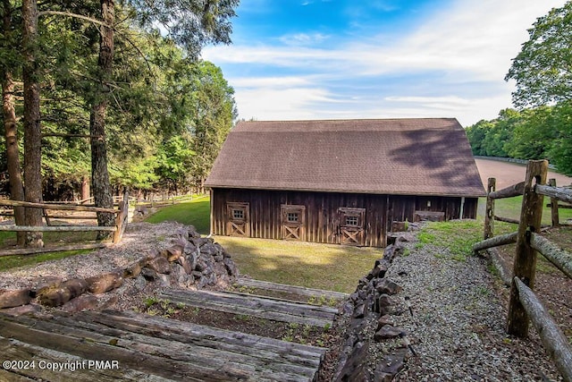295 Hty Rd, Kunkletown, PA 18058 - back of house with a barn, an outdoor structure, and roof with shingles