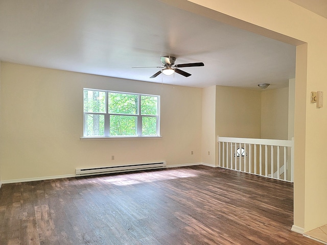 1169 Hunters Woods Dr, East Stroudsburg, PA 18301 - unfurnished room with a ceiling fan, wood finished floors, baseboard heating, and baseboards