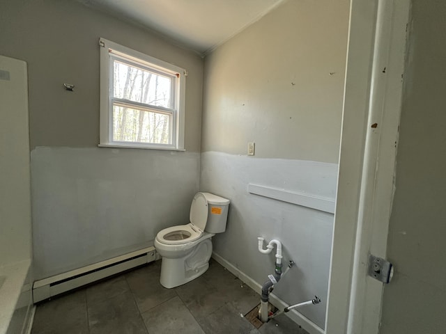 1227 Alder Rd, East Stroudsburg, PA 18302 - bathroom with baseboard heating, toilet, and tile patterned flooring