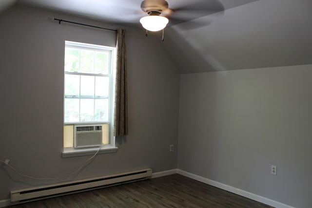 5147 Arrowhead Ln, East Stroudsburg, PA 18302 - bonus room with a baseboard heating unit, vaulted ceiling, ceiling fan, dark wood finished floors, and cooling unit