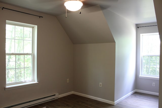 5147 Arrowhead Ln, East Stroudsburg, PA 18302 - bonus room with a baseboard heating unit, healthy amount of natural light, wood finished floors, and vaulted ceiling