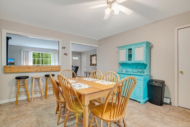 275 Selig Rd, Pocono Lake, PA 18347 - dining space featuring ceiling fan and baseboard heating