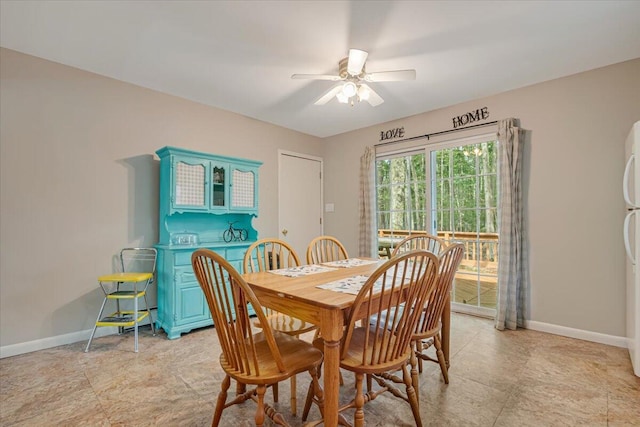 275 Selig Rd, Pocono Lake, PA 18347 - dining space with a ceiling fan and baseboards