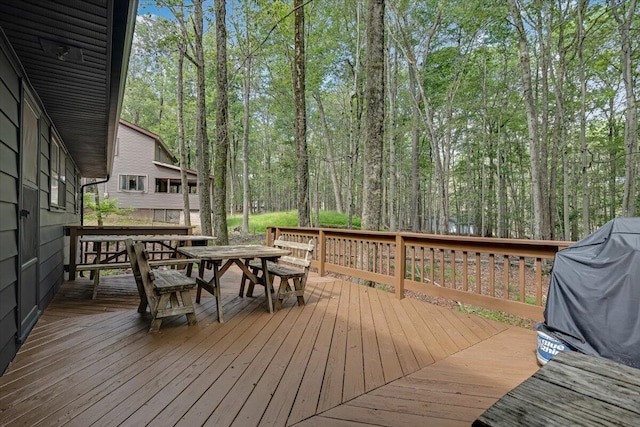 275 Selig Rd, Pocono Lake, PA 18347 - wooden terrace featuring outdoor dining area and grilling area