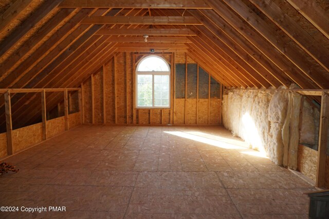 view of unfinished attic