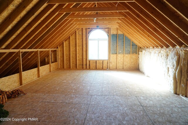 view of unfinished attic