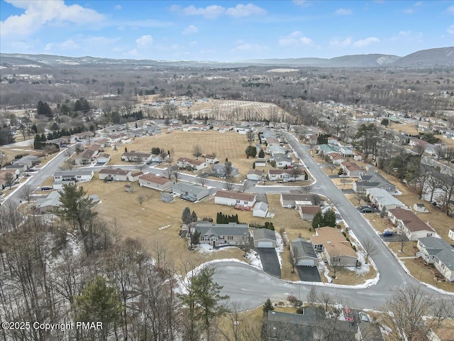 birds eye view of property with a residential view and a mountain view