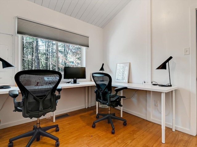 1109 Cedar Knoll Way, Pocono Pines, PA 18350 - office area featuring light wood-style flooring and lofted ceiling