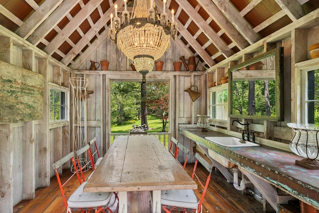 282 Crabapple Ln, East Stroudsburg, PA 18302 - sunroom / solarium featuring a chandelier and lofted ceiling