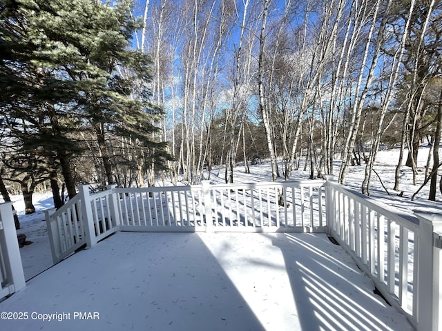 view of yard layered in snow