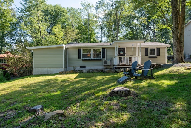 115 Squaw Trl, Pocono Lake, PA 18347 - view of front of property with a front lawn, crawl space, and covered porch