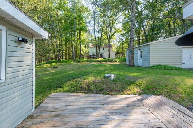 115 Squaw Trl, Pocono Lake, PA 18347 - wooden terrace featuring a lawn