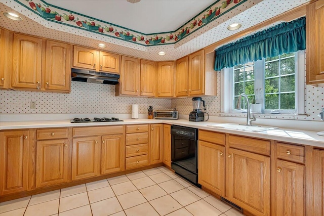 1319 Poulos Ct, Stroudsburg, PA 18360 - kitchen featuring dishwasher, under cabinet range hood, gas cooktop, and light countertops