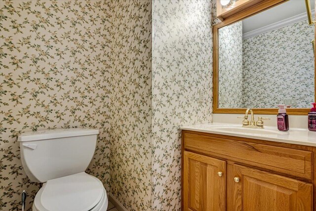 1319 Poulos Ct, Stroudsburg, PA 18360 - half bathroom with wallpapered walls and vanity