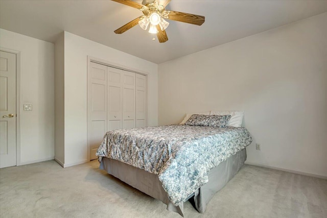 1319 Poulos Ct, Stroudsburg, PA 18360 - bedroom with light carpet, a closet, and ceiling fan