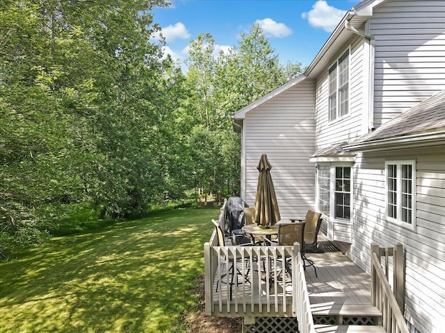 1319 Poulos Ct, Stroudsburg, PA 18360 - view of green lawn featuring a wooden deck
