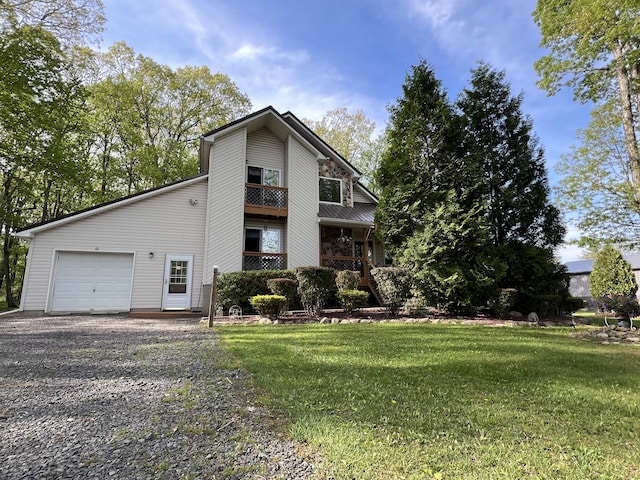 2291 Mountain Rd, Stroudsburg, PA 18360 - view of front of house with a garage, driveway, and a front yard