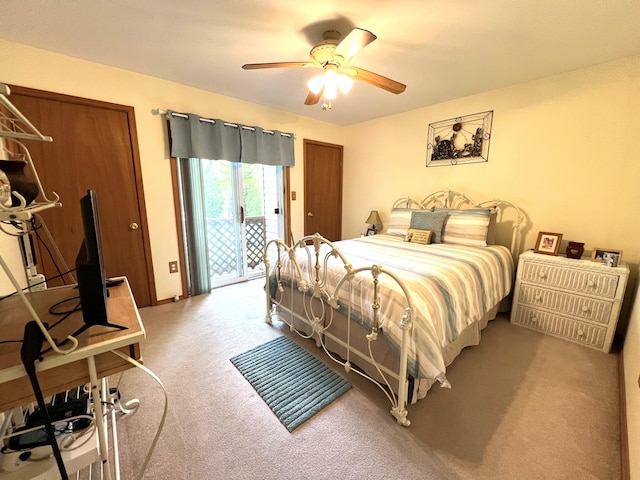 2291 Mountain Rd, Stroudsburg, PA 18360 - bedroom with access to exterior, carpet floors, and ceiling fan