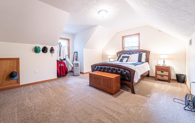 1154 Park Dr, East Stroudsburg, PA 18302 - bedroom with a textured ceiling, carpet flooring, and lofted ceiling